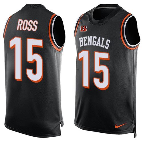 Nike Bengals #15 John Ross Black Team Color Men's Stitched NFL Limited Tank Top Jersey